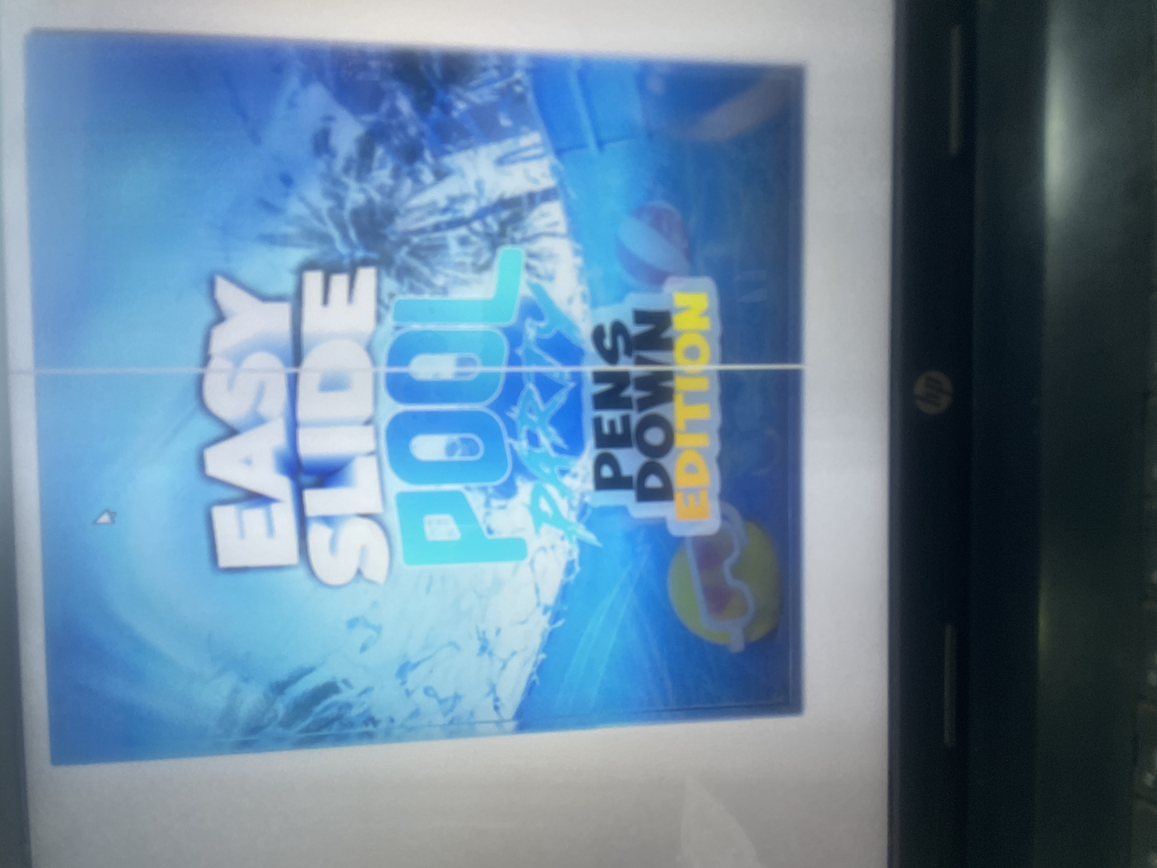 A blue poster-style design made by Oliwa design, with bold lettering over a pool scene