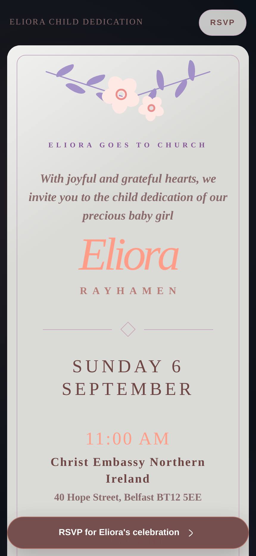 Eliora Child Dedication